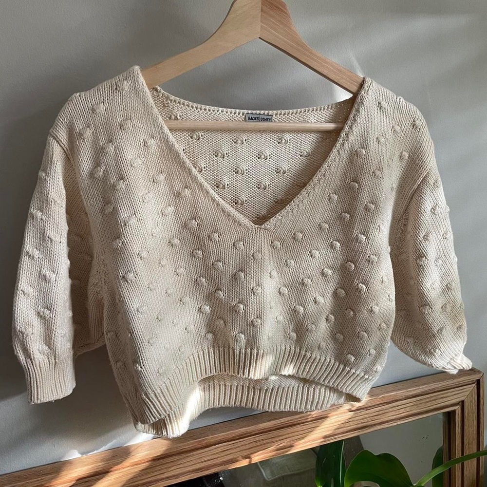 Rachel Comey popcorn knit top in ivory/ cropped